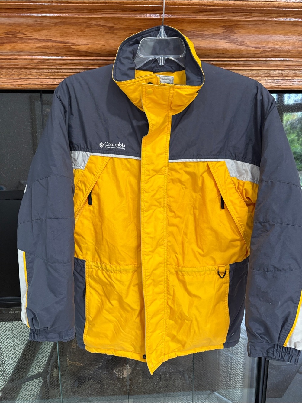 Columbia Fire Ridge Yellow Gray colorblock winter Insulated ski Jacket coat XXL